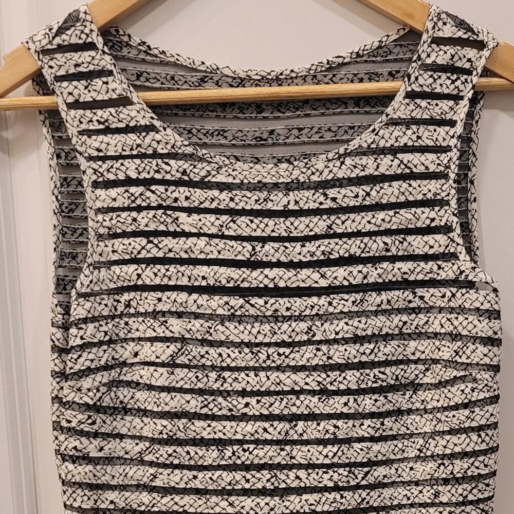 Parker Black & White Mesh Panel Fit & Flare Dress - Picture 4 of 7